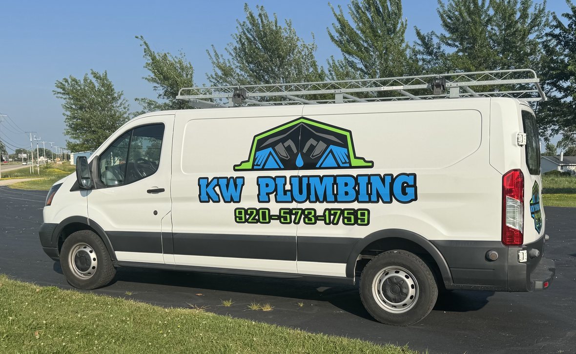 KW Plumbing van with company logo, serving the Fox Valley and central Wisconsin
