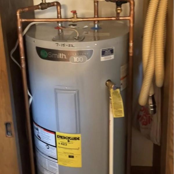 Water heater replacement with new copper supply lines by KW Plumbing